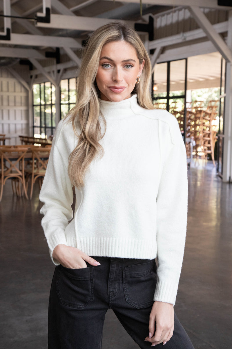 Noella Funnel Neck Sweater, Winter White | RD Style