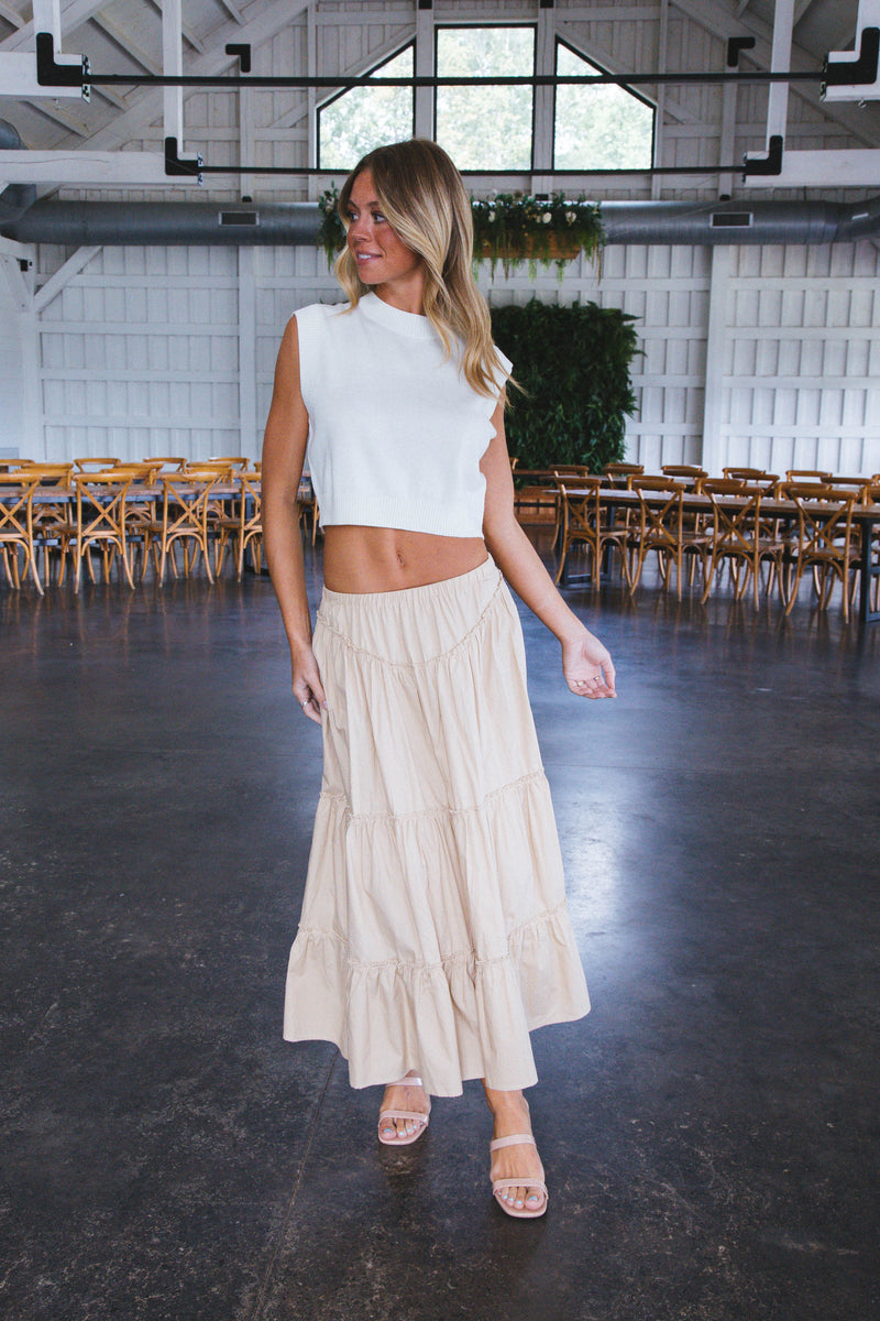 Kailyn Poplin Maxi Skirt, Beige