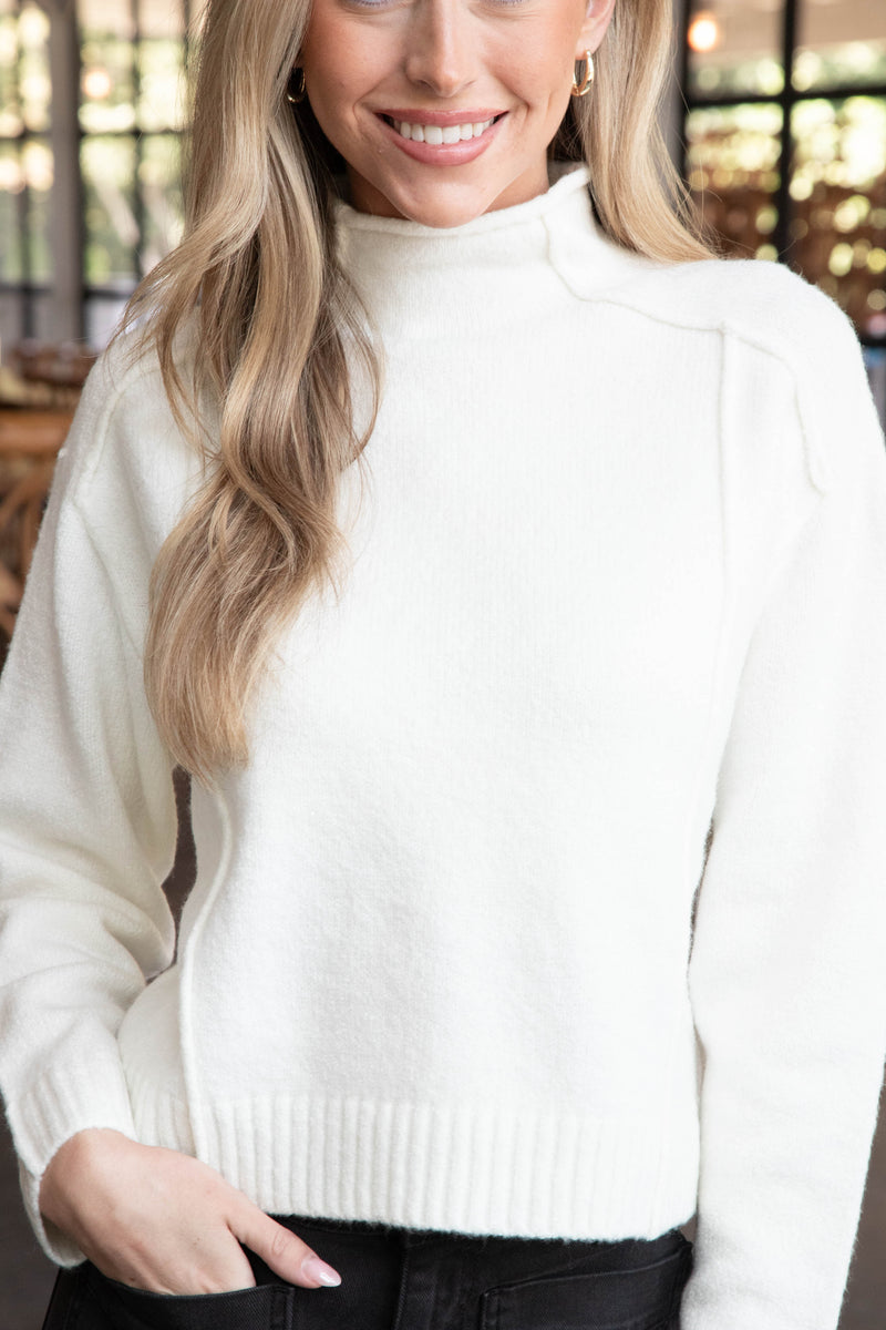 Noella Funnel Neck Sweater, Winter White | RD Style