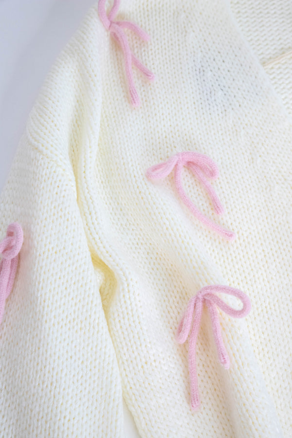 Grace Bow Detail Cardigan, Cream