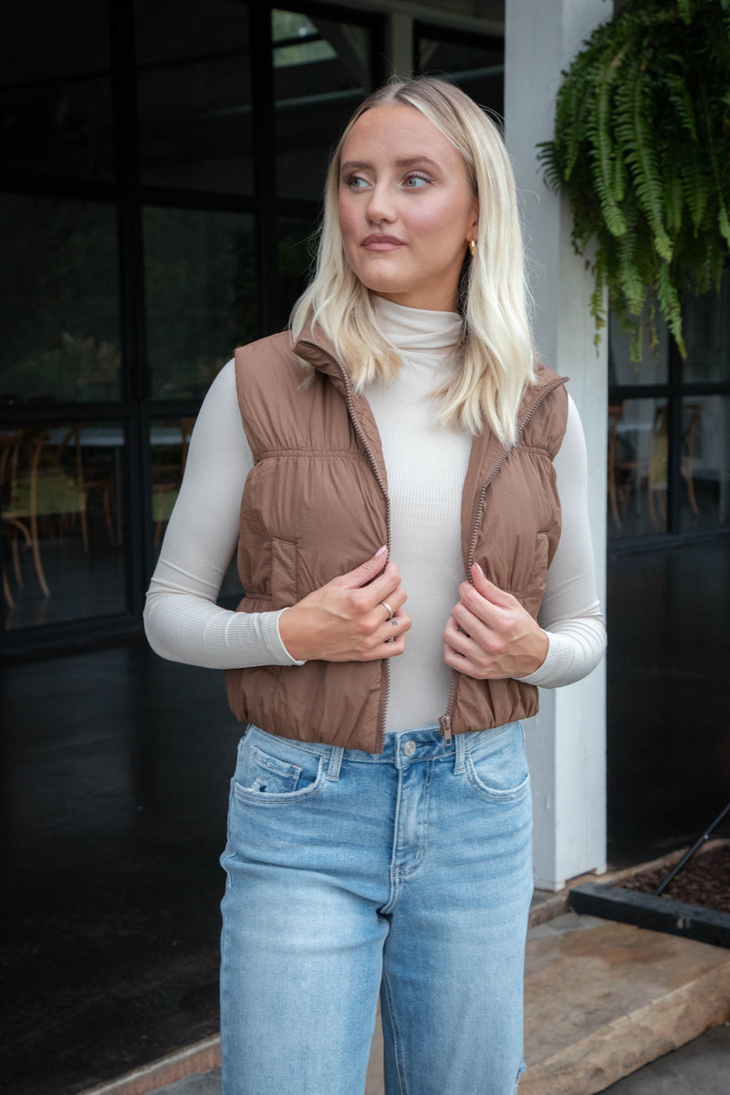 Kimber Turtle Neck Top, Taupe