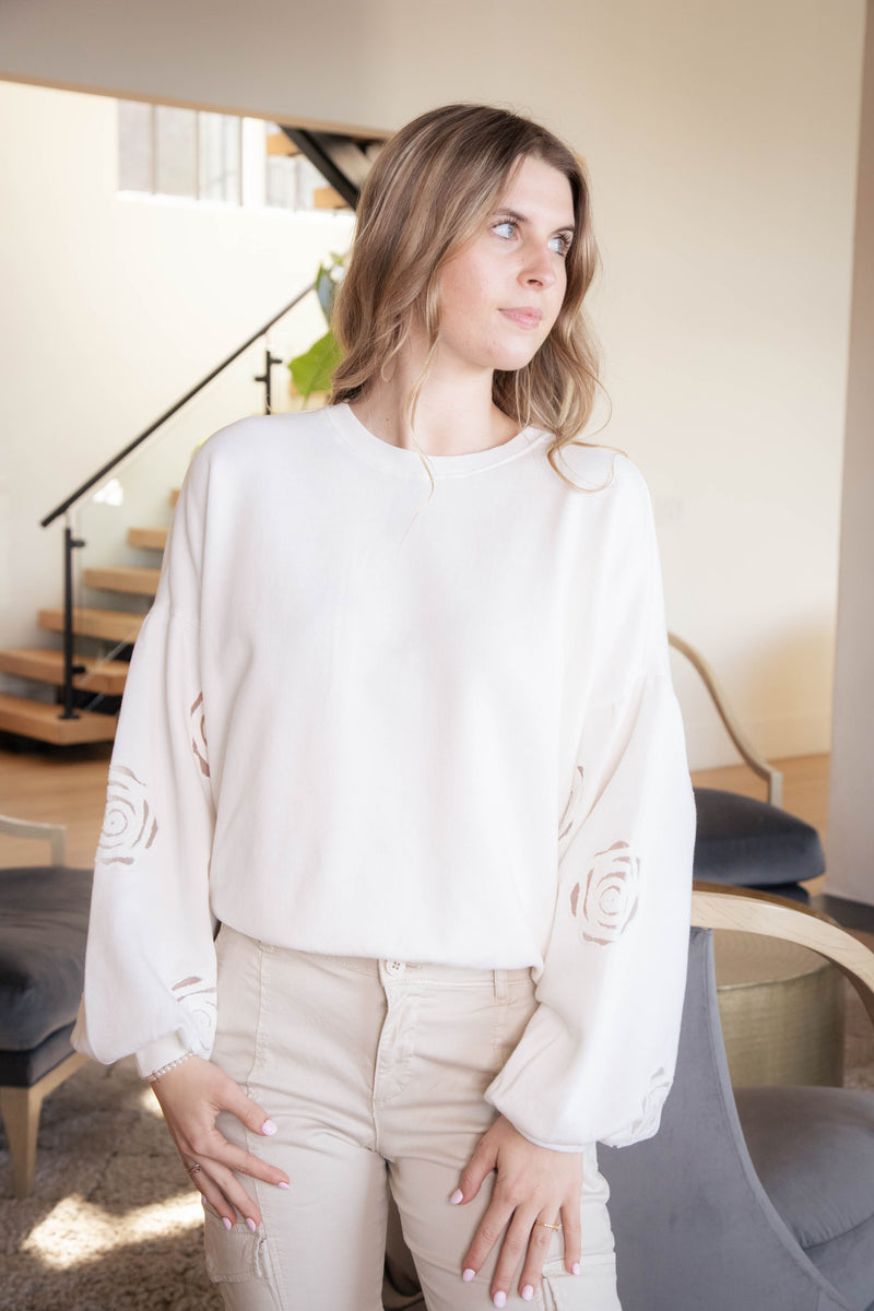 Rose Embroidered Sweatshirt, Muslin | Sanctuary