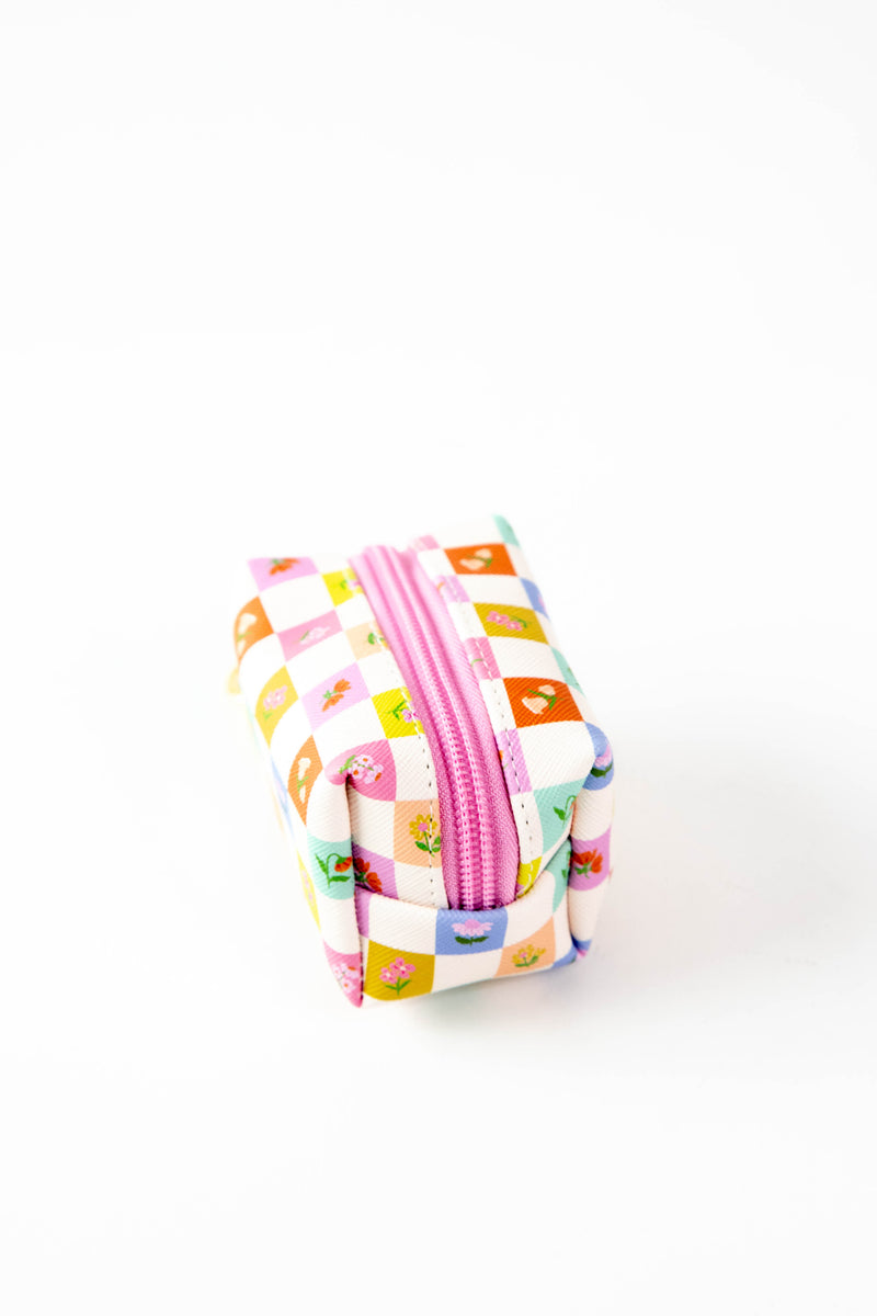 Checkerboard Blooms Key Chain Pouch