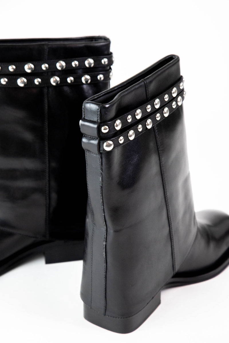 Scorpio Studded Foldover Boots, Black Leather | Free People