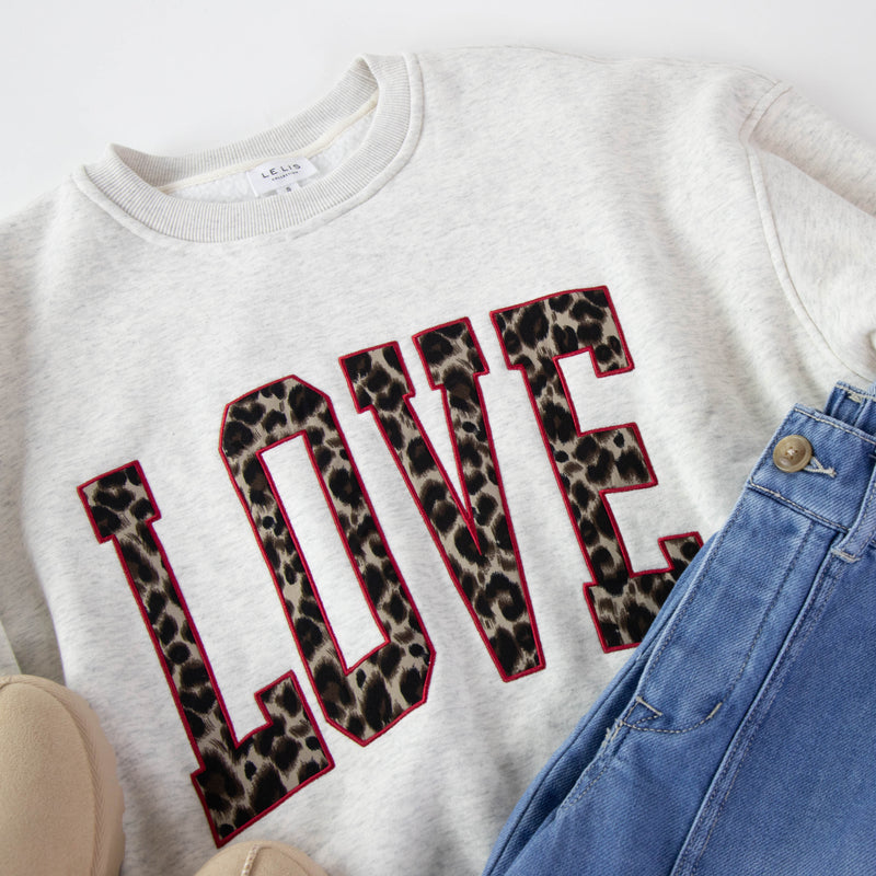 Love Graphic Oversized Sweatshirt, Light Heather Grey