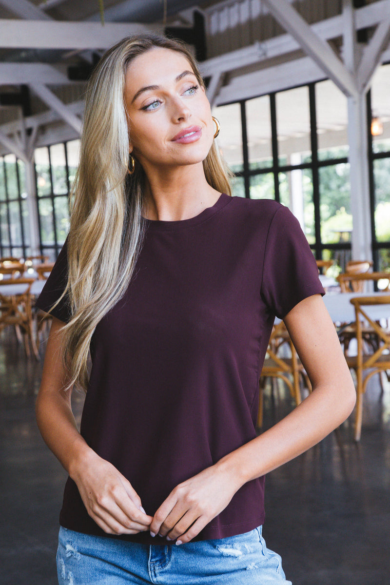 Perfect Mesh Tee, Dark Cherry | Sanctuary