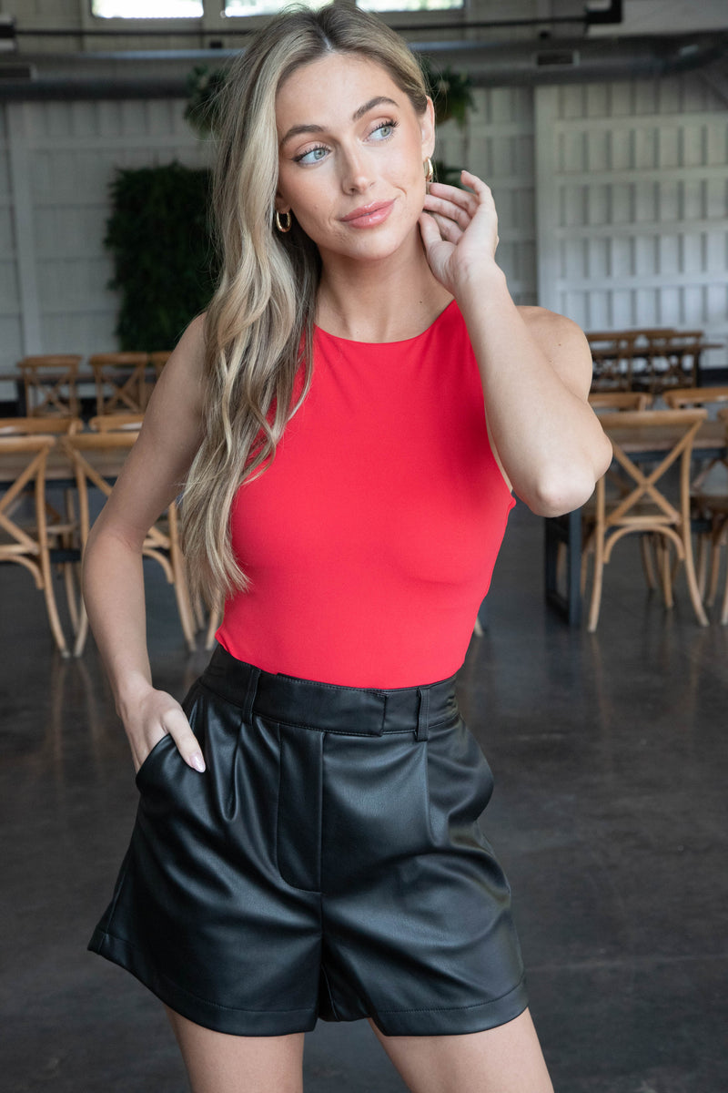 Nico Sleeveless Bodysuit, Red | Steve Madden