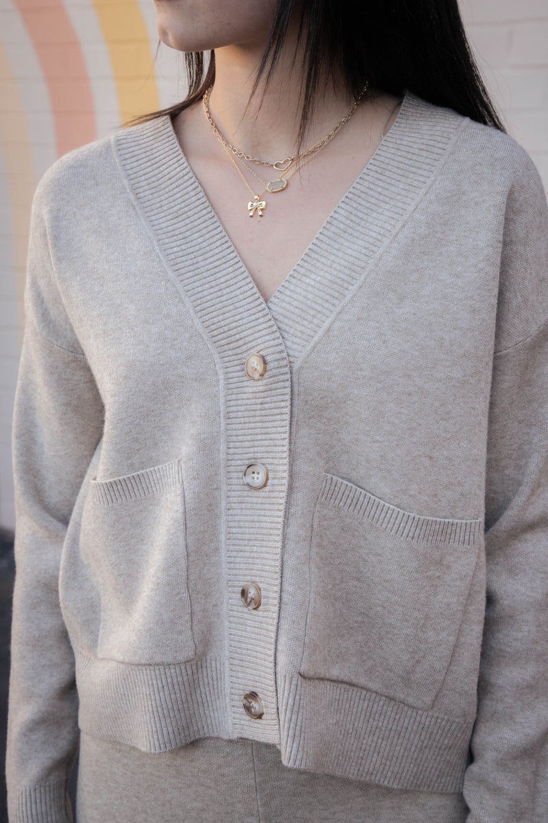 Kelsie Button Front Cardigan, Stone | Sadie & Sage