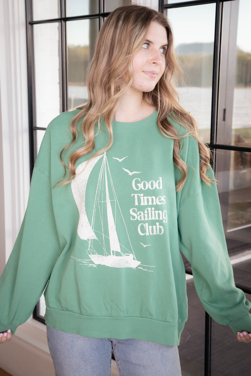 Sail Away Sunday Sweatshirt, Botanical Green | Z Supply