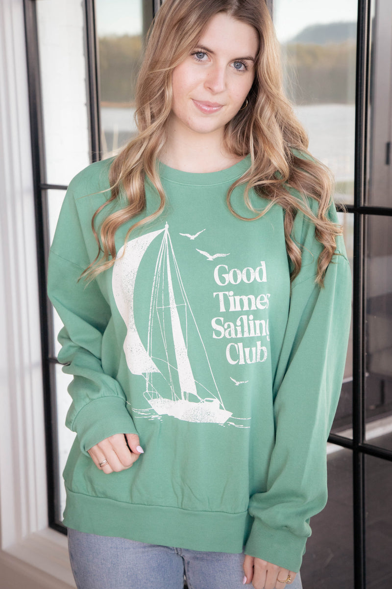 Sail Away Sunday Sweatshirt, Botanical Green | Z Supply