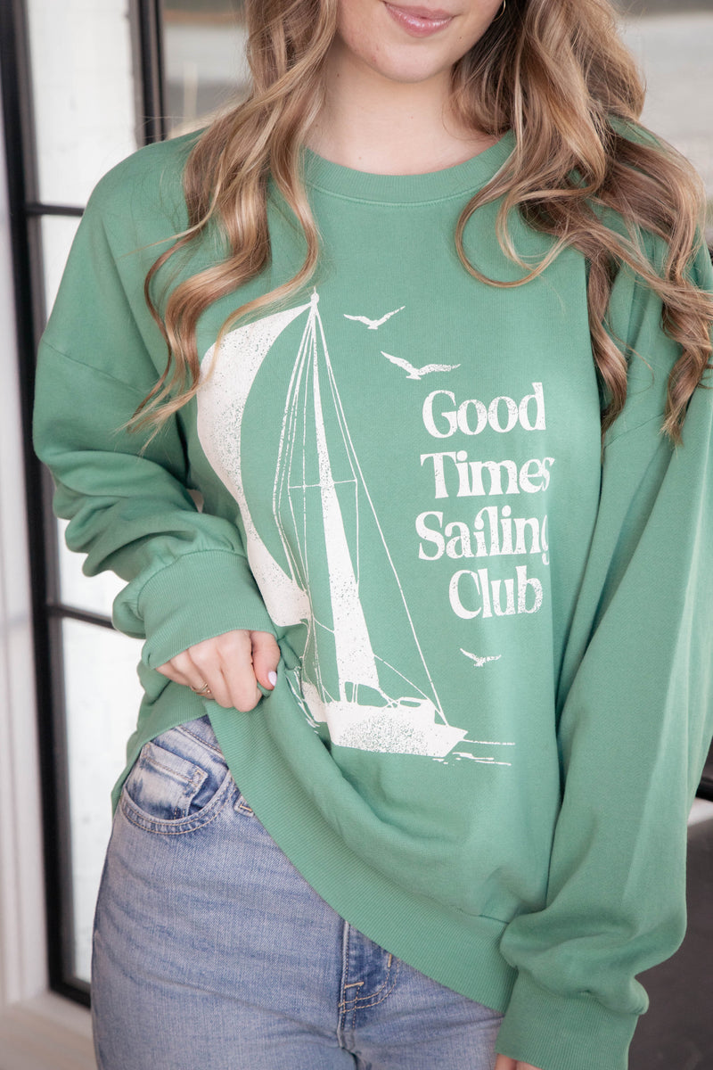 Sail Away Sunday Sweatshirt, Botanical Green | Z Supply