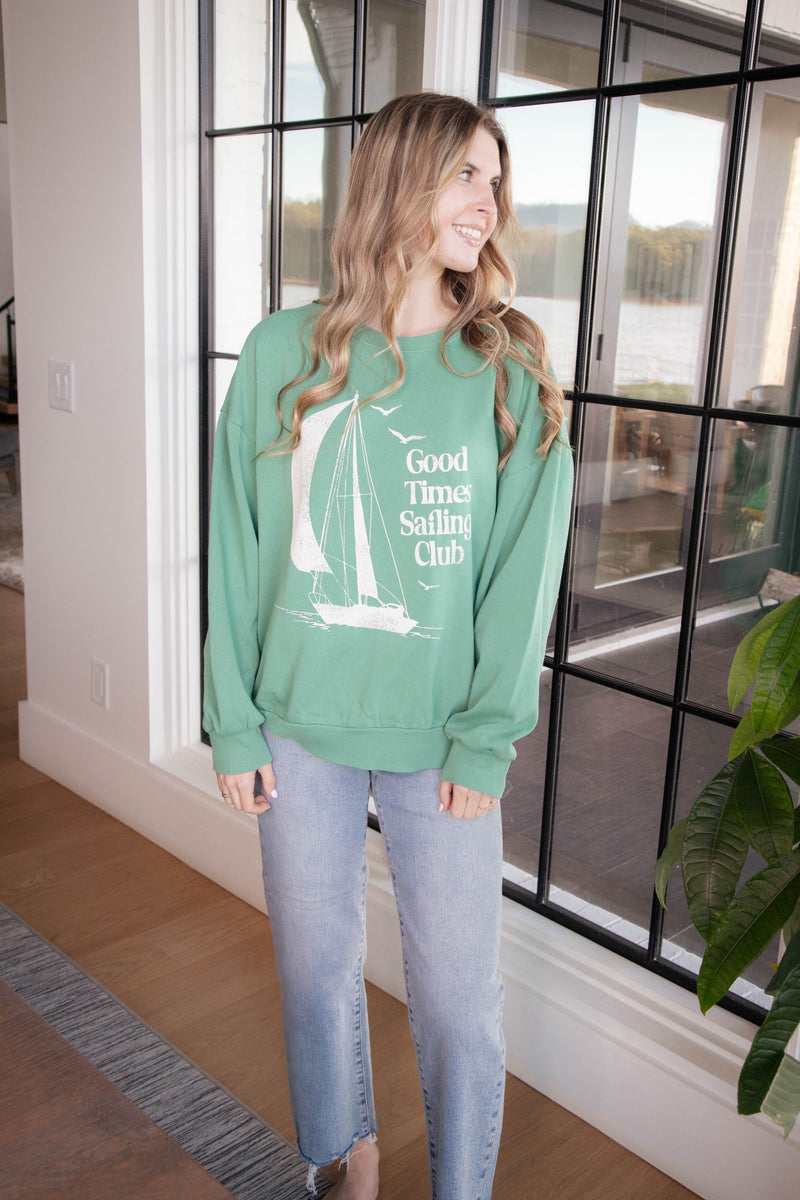 Sail Away Sunday Sweatshirt, Botanical Green | Z Supply