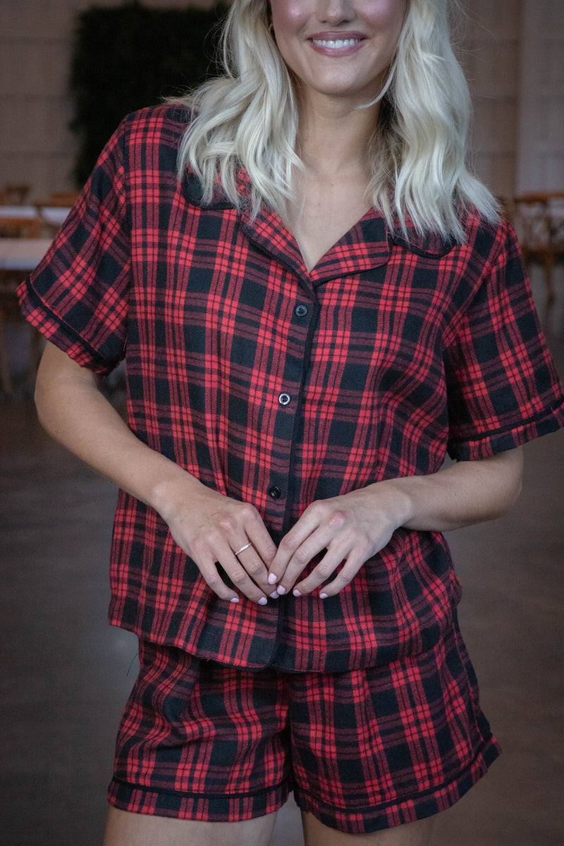 Berkley Check Print Pajama Set, Red