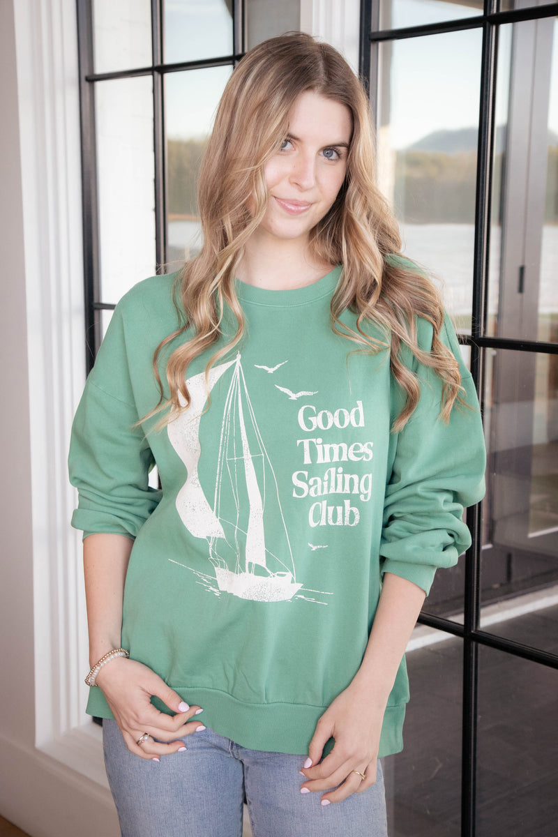 Sail Away Sunday Sweatshirt, Botanical Green | Z Supply