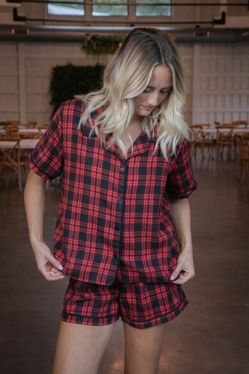 Berkley Check Print Pajama Set, Red