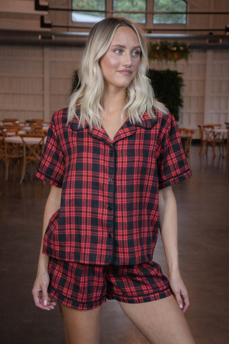 Berkley Check Print Pajama Set, Red