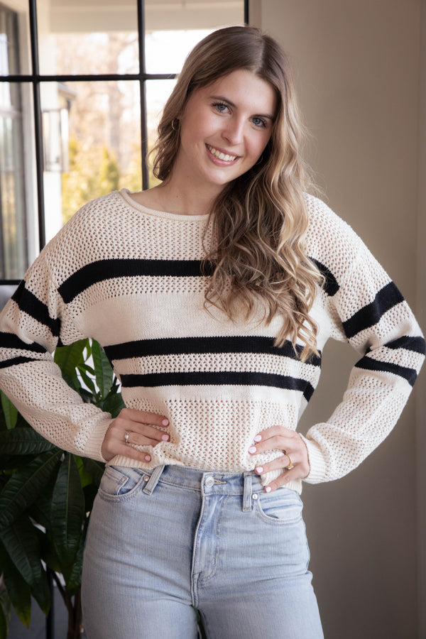 Sporty Striped Sweater, Eco Natural/Black | Sanctuary