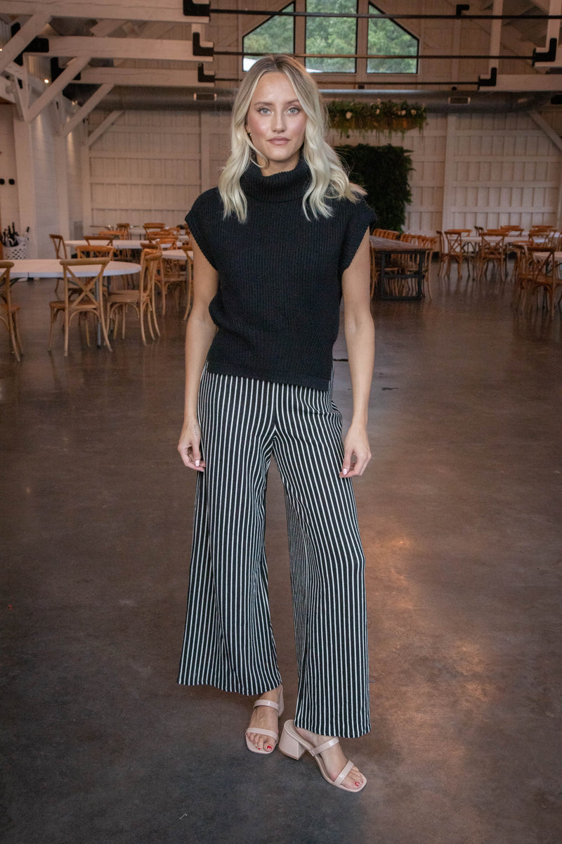 Alondra Striped Pants, Black