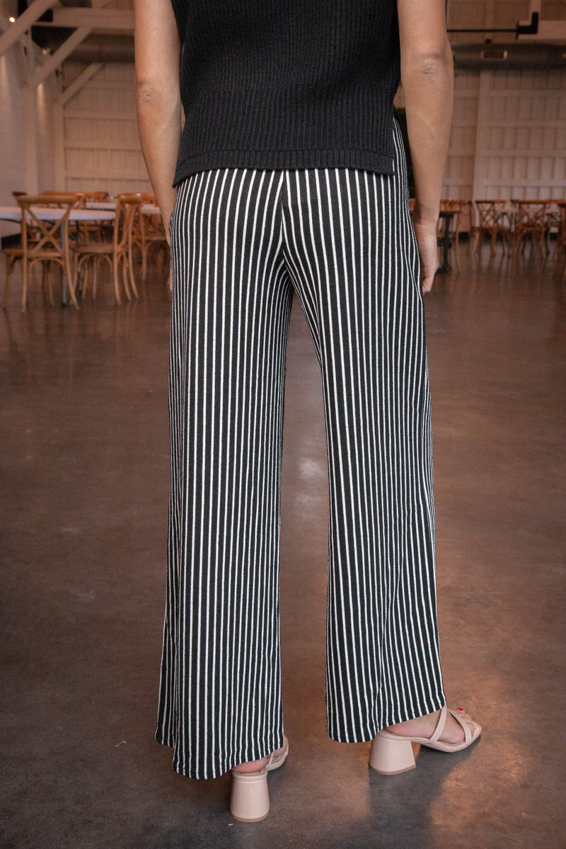 Alondra Striped Pants, Black