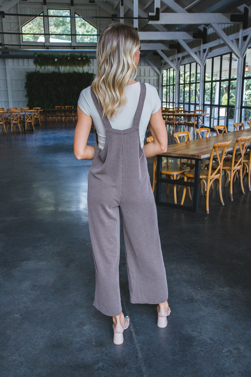 Izzy Ribbed Jumpsuit, Brown