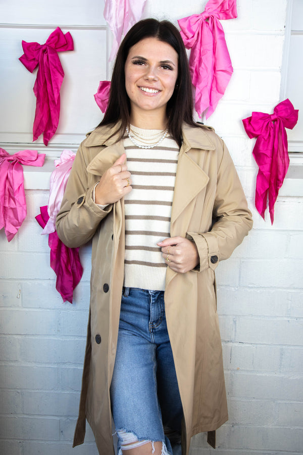 Janice Long Solid Trench Coat, Light Tan