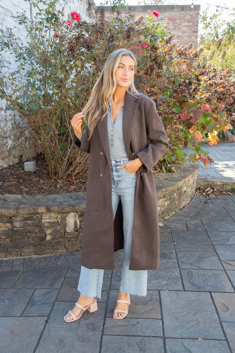 Eris Felted Duster Coat, Heathered Mocha