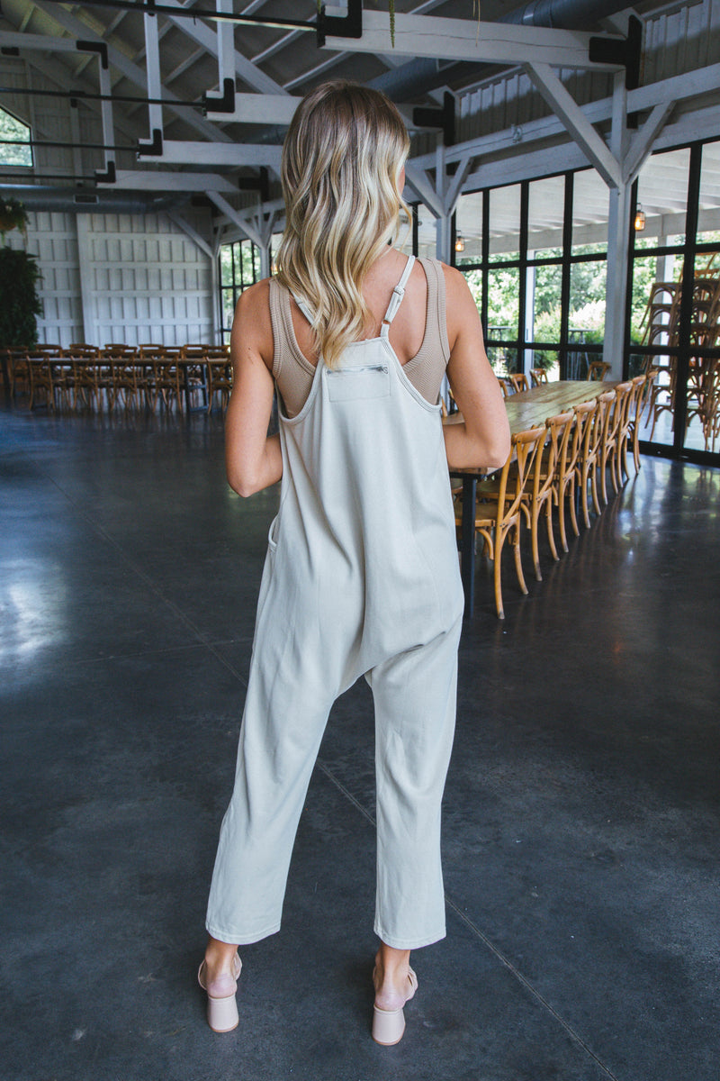 Shiloh V-Neck Jumpsuit, Stone