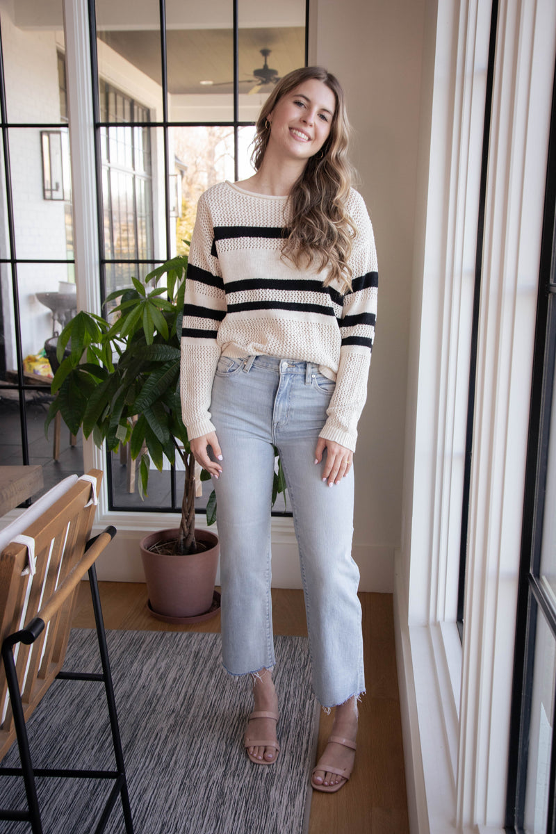 Sporty Striped Sweater, Eco Natural/Black | Sanctuary