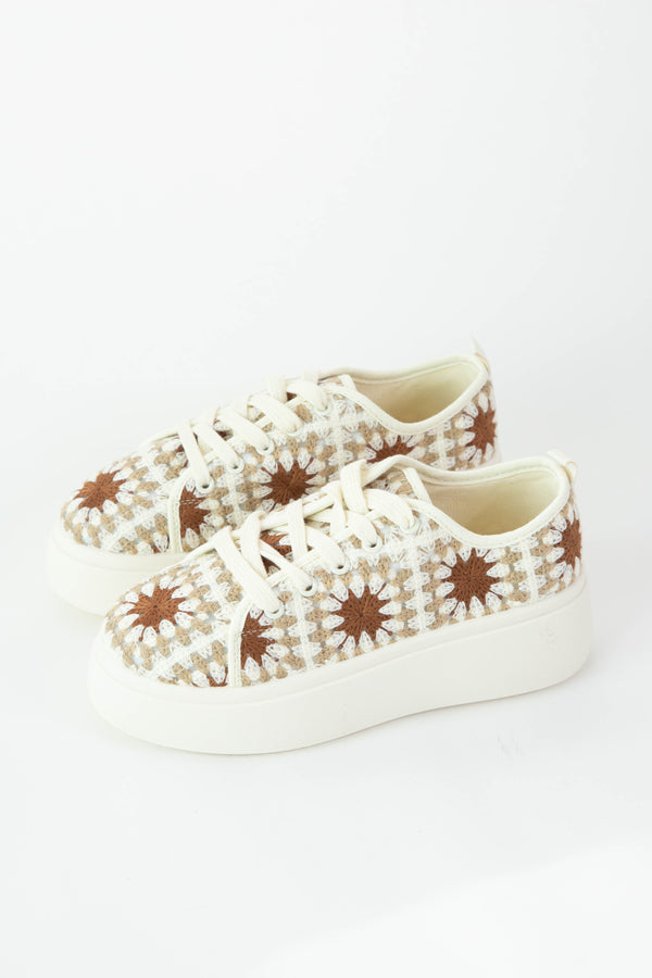 Rambling Crochet Sneaker, Cream Multi | Dirty Laundry