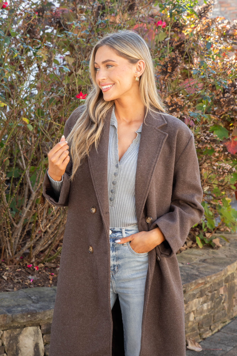 Eris Felted Duster Coat, Heathered Mocha