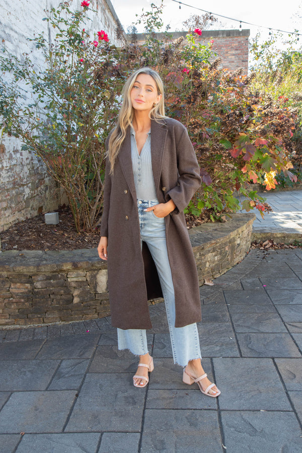 Eris Felted Duster Coat, Heathered Mocha