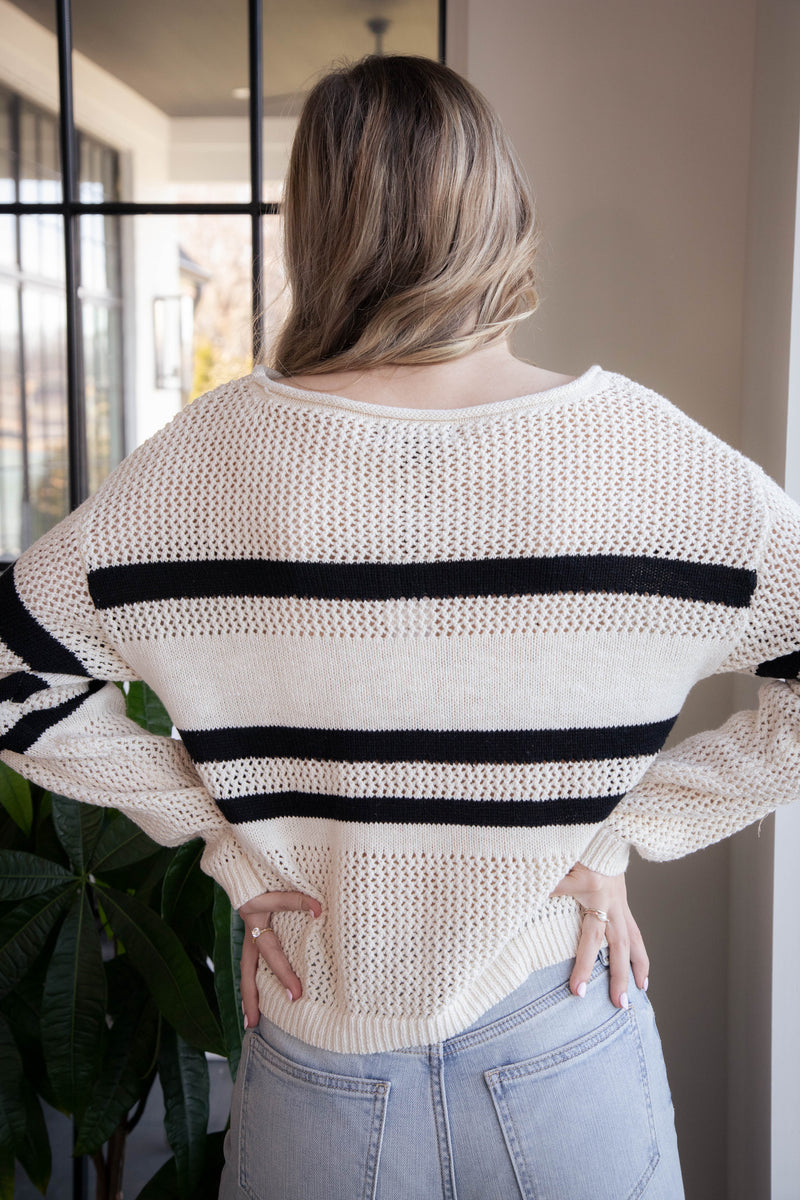 Sporty Striped Sweater, Eco Natural/Black | Sanctuary