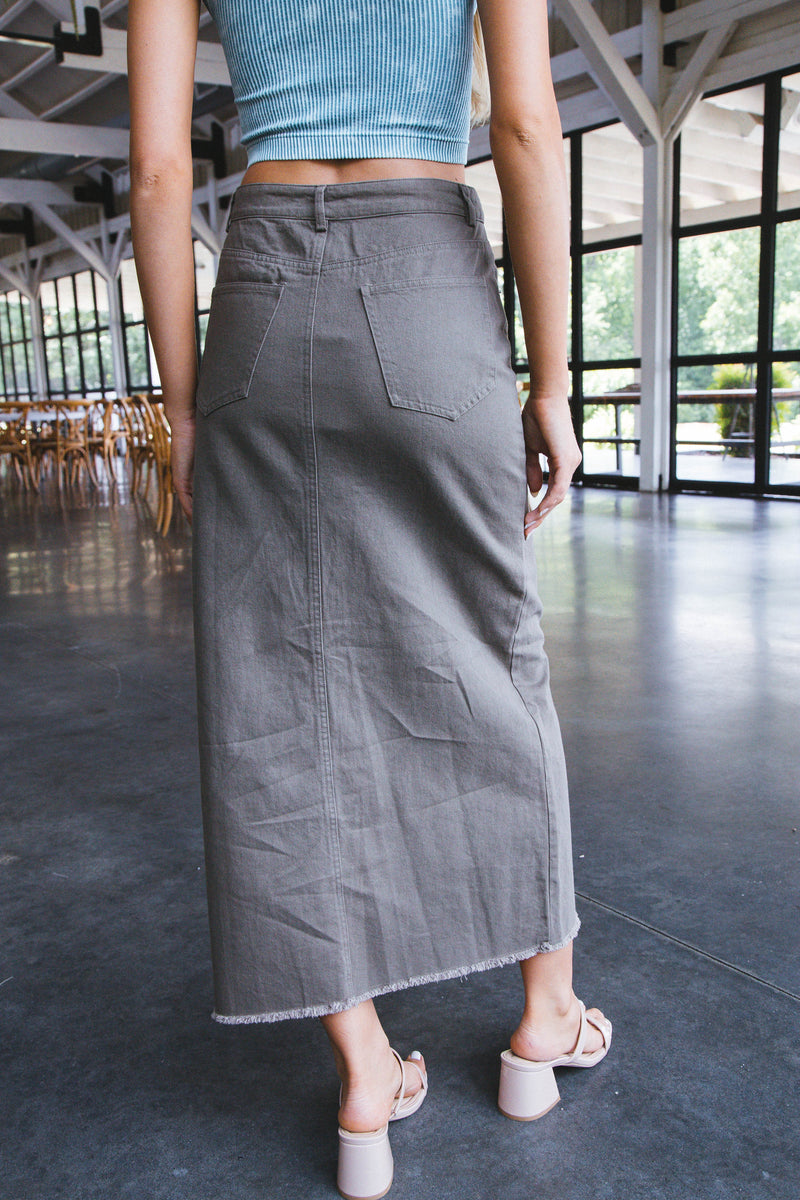 Chloe Denim Maxi Skirt, Chestnut