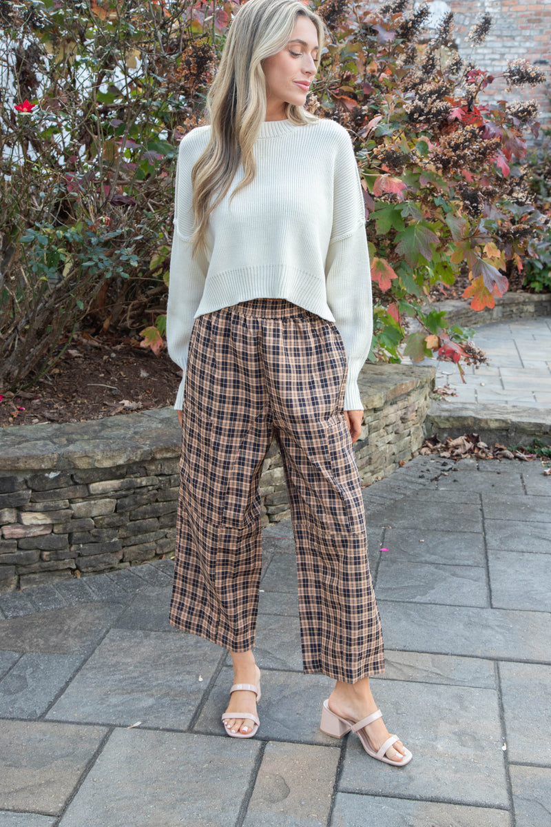 Keely Cropped Sweater, Cream