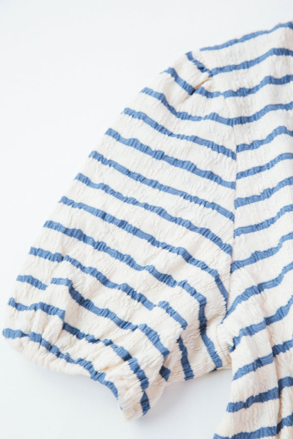 Amaya Textured Striped Top, Blue | Plus Size