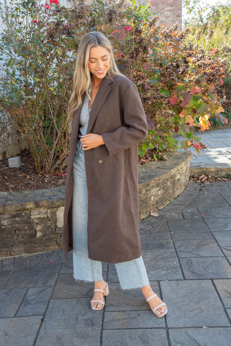 Eris Felted Duster Coat, Heathered Mocha