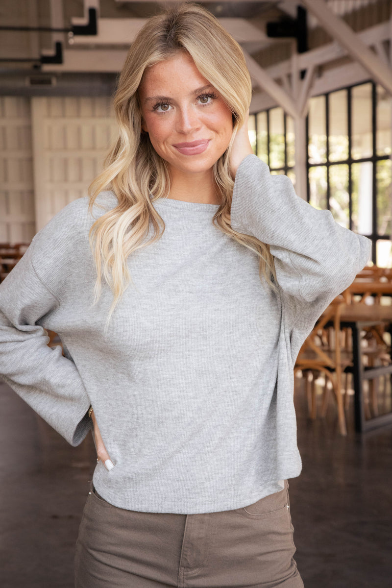 Change of Scenery Knit Top, Heather Ash | Sanctuary