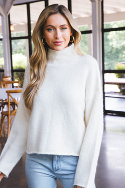 Alex Funnel Neck Sweater, Cream