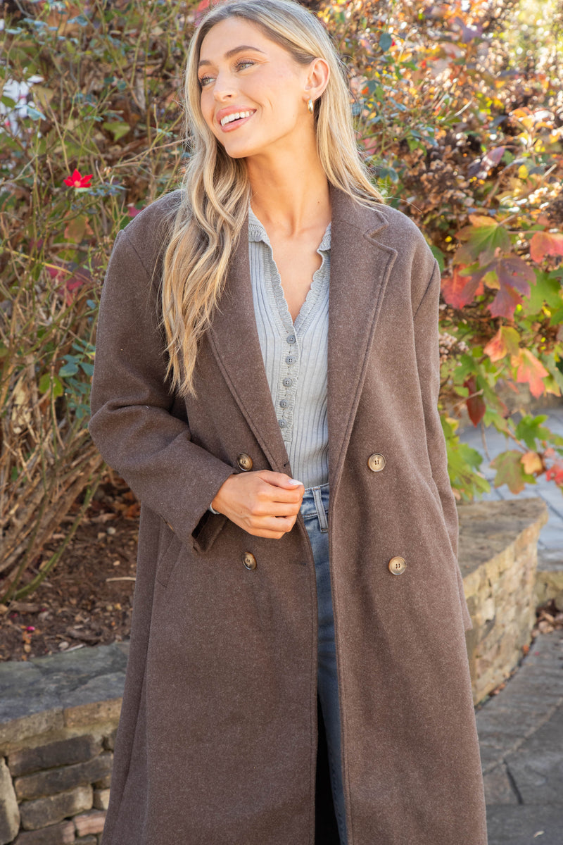 Eris Felted Duster Coat, Heathered Mocha