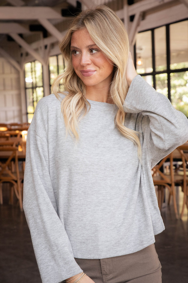 Change of Scenery Knit Top, Heather Ash | Sanctuary