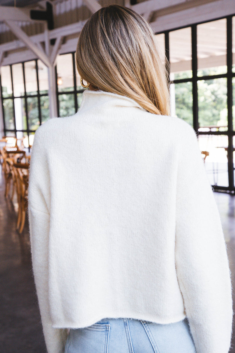 Alex Funnel Neck Sweater, Cream