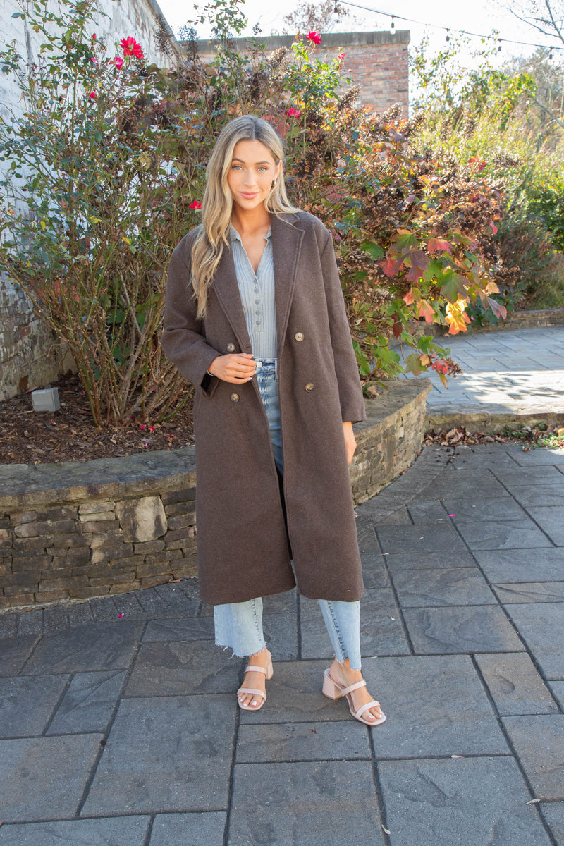 Eris Felted Duster Coat, Heathered Mocha