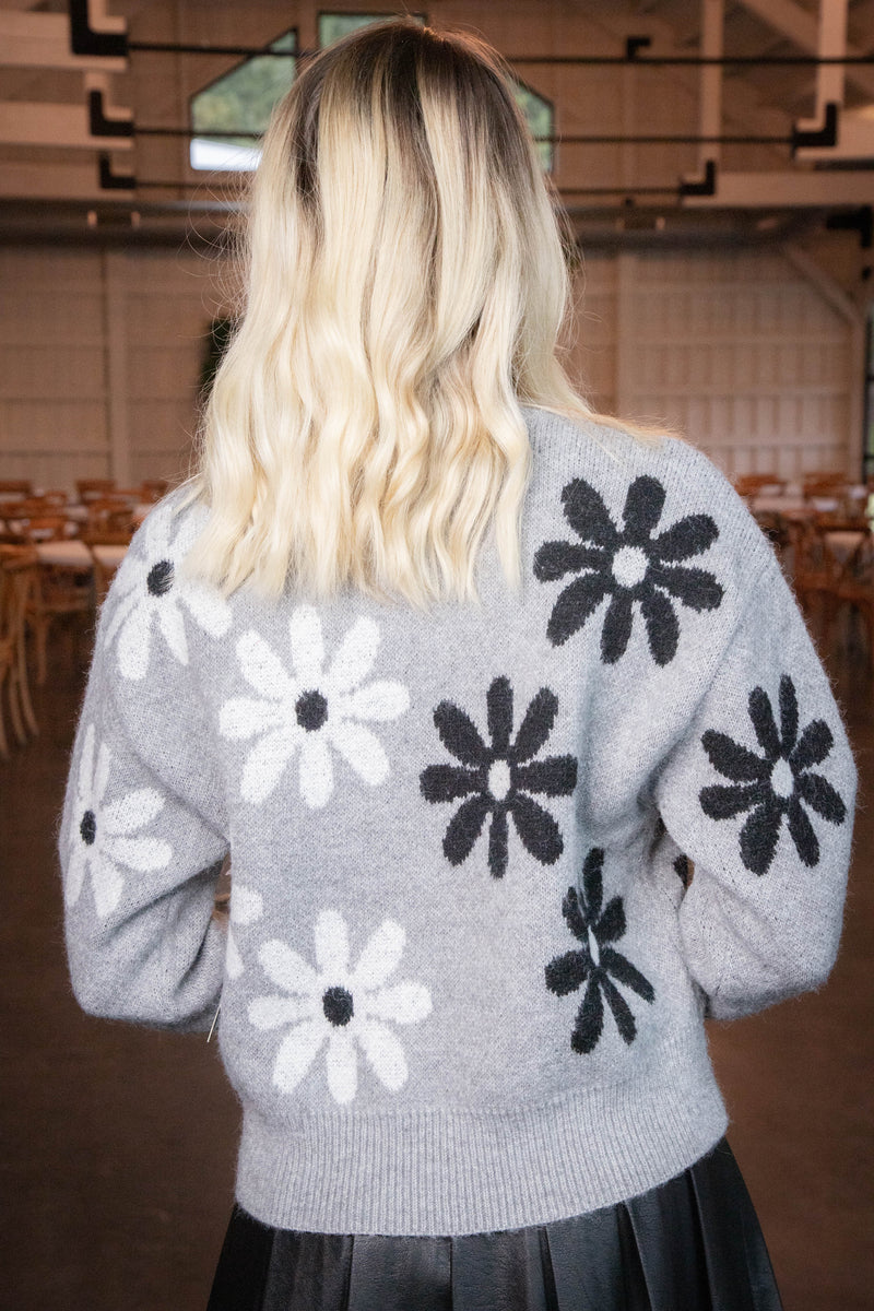 Severine Floral Print Sweater, Grey | RD Style