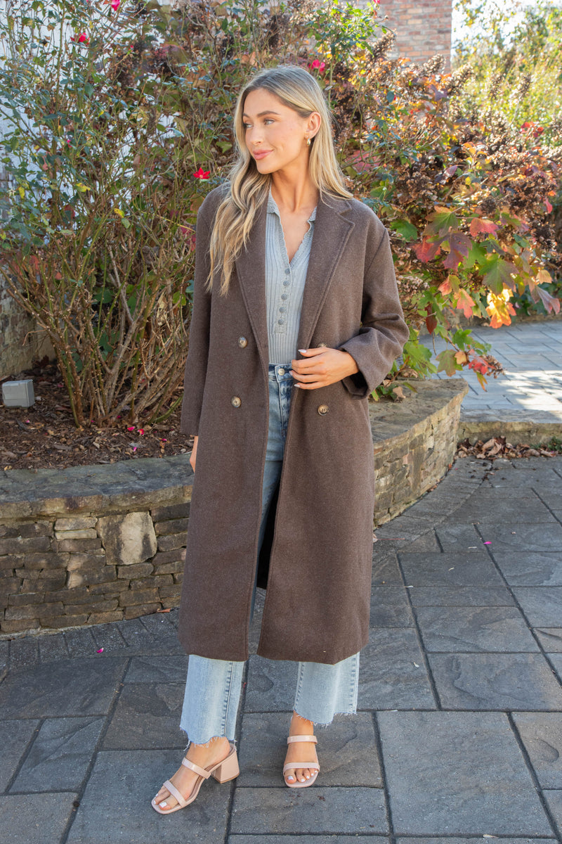 Eris Felted Duster Coat, Heathered Mocha