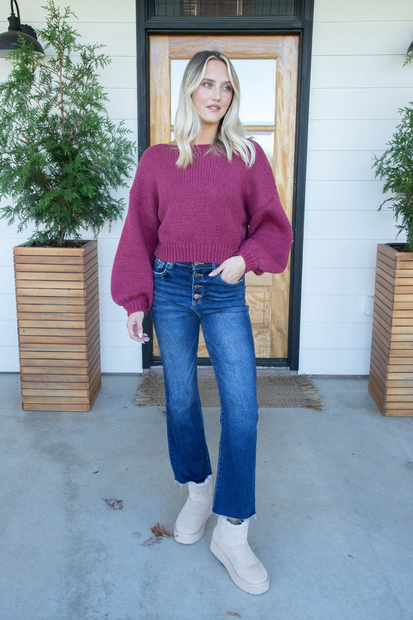 Ziva Boat Neck Cropped Sweater, Rose