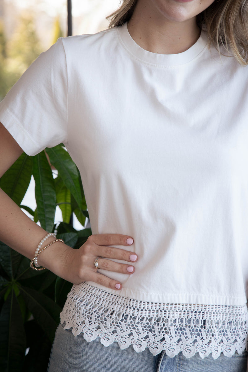 Lace Remix Tee, White | Sanctuary