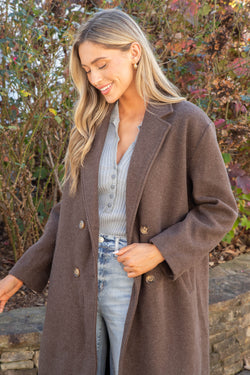 Eris Felted Duster Coat, Heathered Mocha