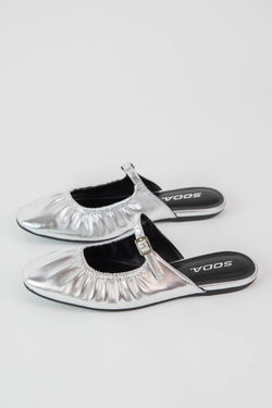 Demure Mary Jane Flat, Silver