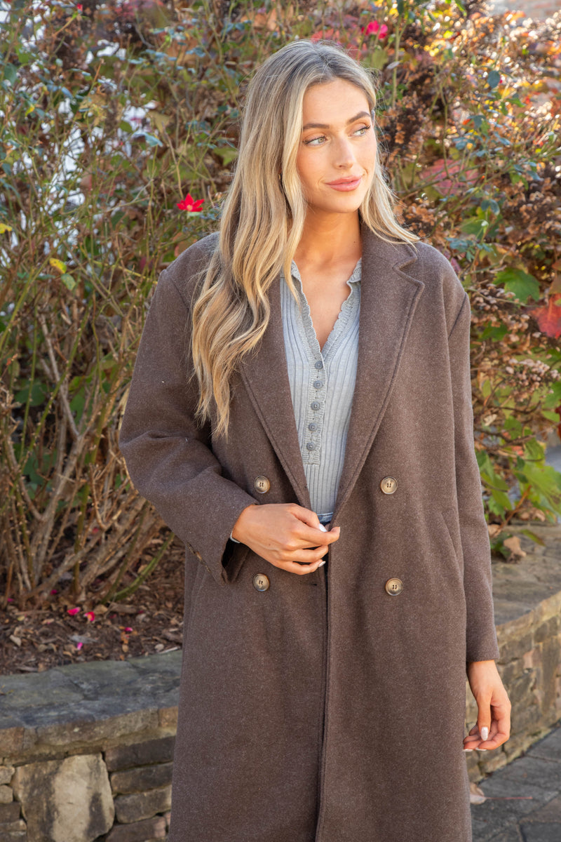 Eris Felted Duster Coat, Heathered Mocha