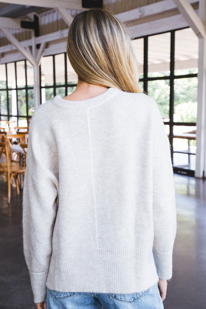 Raven Contrast Line Sweater, Natural